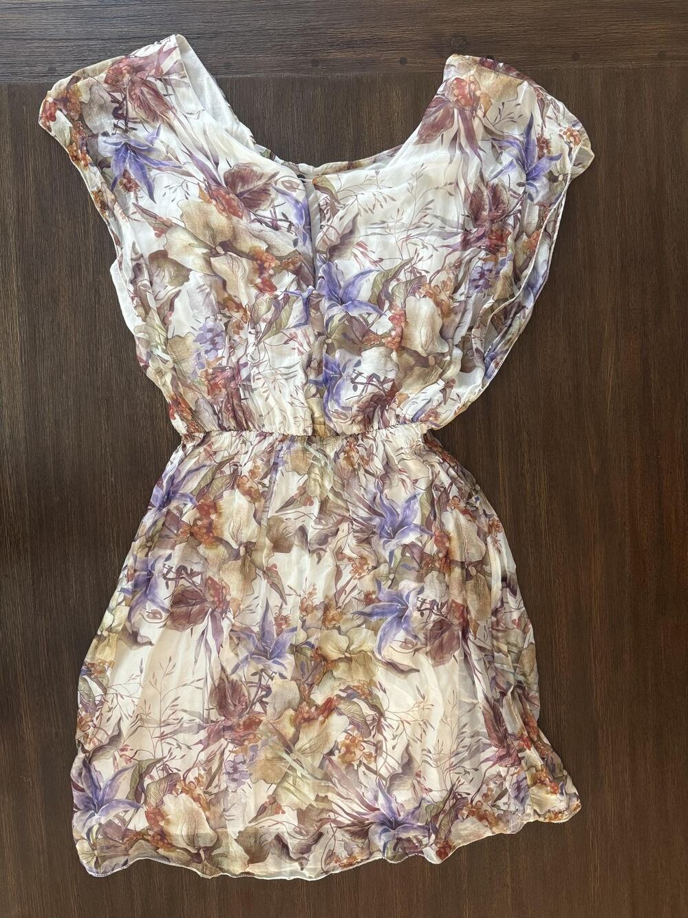 Gigi Moda Dress Womens S/M Floral Chiffon Silk Blend Made In Italy Sundress